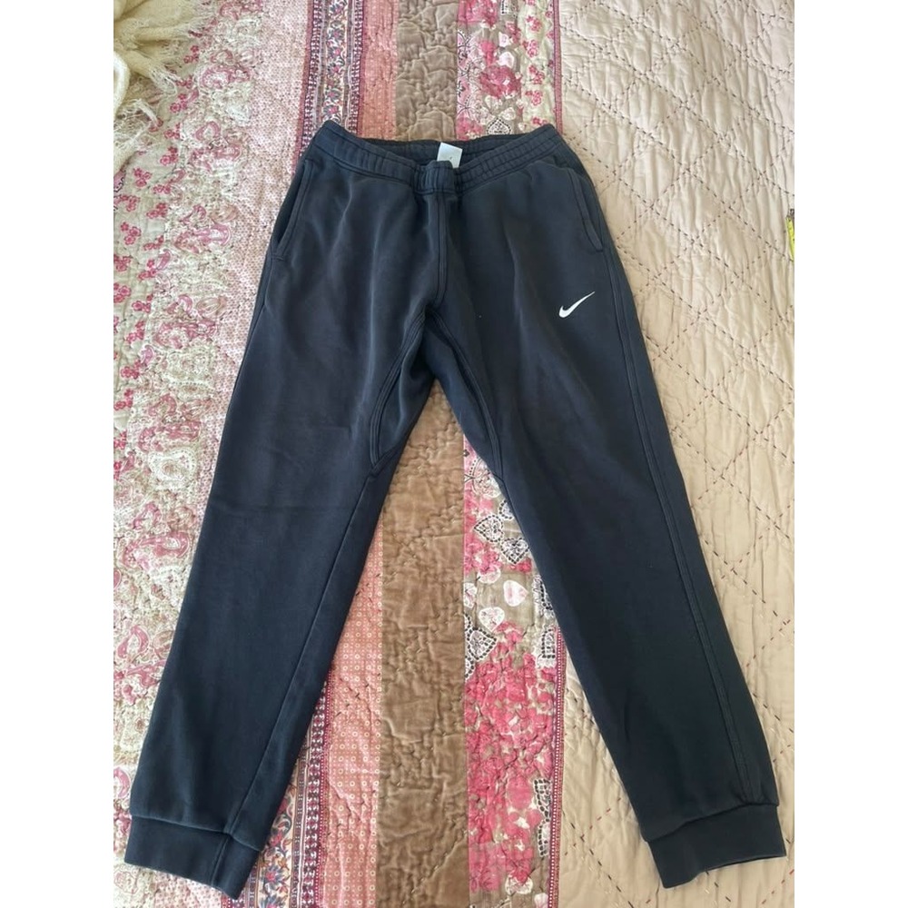Nike Mens Fleece Tapered Jogger Sweatpants Black Embroidered Swoosh Size Large